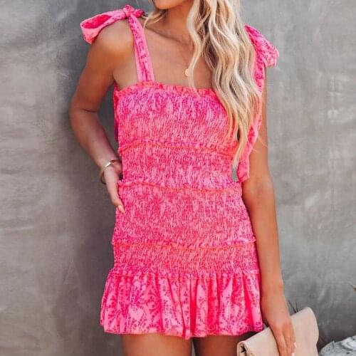 Sexy Backless Women Mini Dress Fashion Slash Neck Tie-Up Knot Ruffle Ruched Cami Dresses Elegant Summer Sleeveless Party Dress