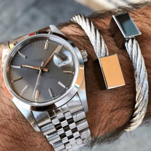 Lucky Strand Charm Men Bracelet Handmade 6MM Stainless Steel Hemp Rope Buckle Open Bangles Block Pulseira Bileklik