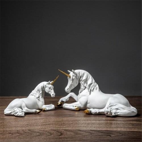 Nordic Resin White Unicorn Figurine Ornament Decoration Art Home Furnishing Decoration Crafts Birthday Gift