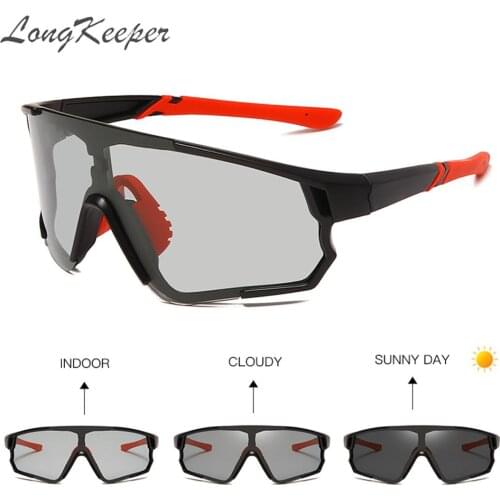 LongKeeper Classic Photochromic Sunglasses With Bag Men Oversized One Piece Lens Driving Goggle Gift Set Gafas De Sol Hombre