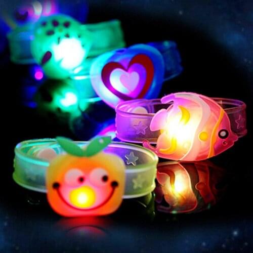 2Pcs Flash LED Cartoon Bracelet Lighting Toy for Children Birthday Gift Flash Luminous Wrist Band Watch Glow Party Gifts