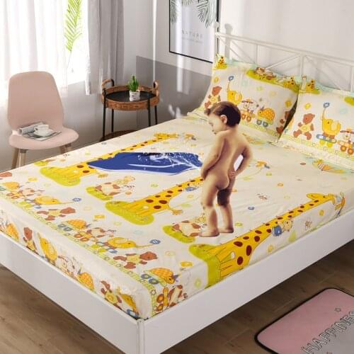 Waterproof bed sheet Childrens cartoon bed cover Printed one-piece fitted sheet Non-slip mattress protector cover custom made