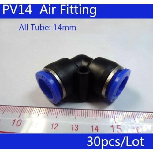 HIGH QUALITY PV14 30Pcs Air Pneumatic 14mm to 14mm L Shaped Push in Elbow Connector Fittings