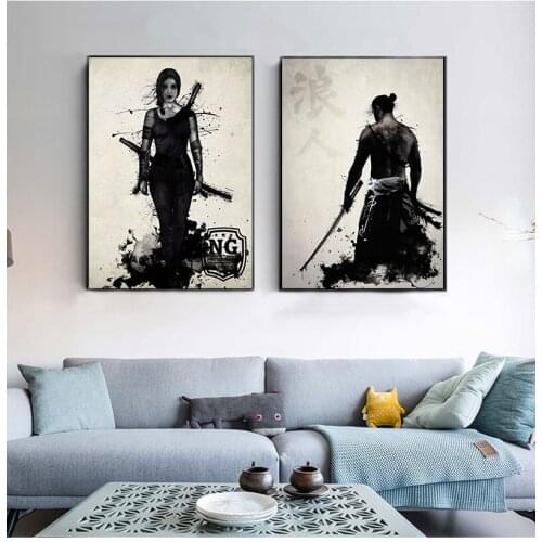 Japanese Samurai Canvas Oil Painting Modern Wall Art Pictures Canvas Print For Living Room HD Home Decoration s And Prints