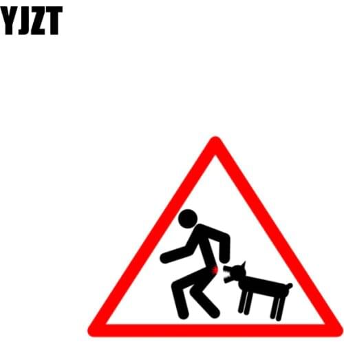 YJZT 10.8CM*8.4CM Funny Caution Wicked Dog Car Sticker PVC Reflective Decal 12-1436