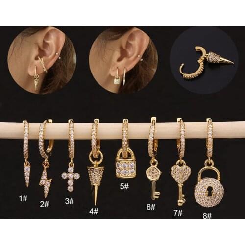 1Pc 8mm Stainless Steel Snake Cz Hoop Zirconia Cartilage Earring For Women Ear Helix Piercing Jewelry Punk Studs Crystal Hoop