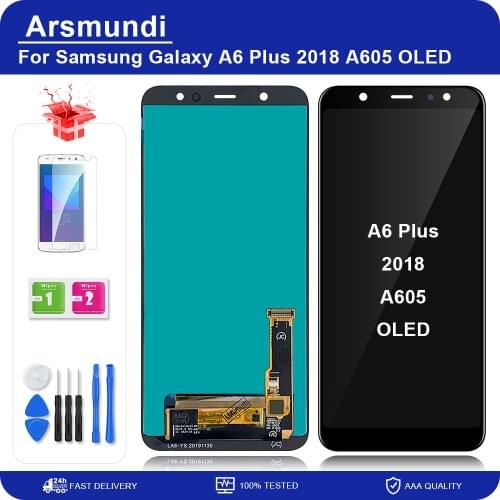 AMOLED For Samsung Galaxy A6 Plus 2018 A605 LCD Display Touch Screen Digitizer Assembly For Samsung A605F A605FN