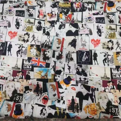 110CM Cartoon Fashion Women 100% Cotton Fabric for Patchwork Hometextile Lady Dress Cushion Cover DIY Sewing Material