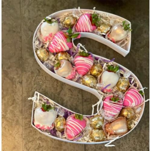 12inch Sweets Candy Gummy Jelly Flower Meat Packaging Chololate Strawberry Fillable Cardboard Letter Shaped Gift Box