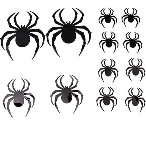 12Pcs Halloween Wall Sticker Big Spider 3D Three-dimensional Foldable Bat Wall Sticker Window Decoration