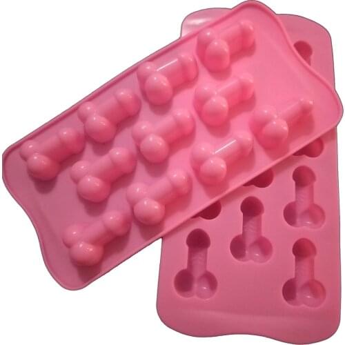 2Pcs 11Cavity Sexy Penis Shapes Chocolate Silicone Molds Ice Tray Cookie Dessert Fondant Candle MouldsCake Decorating Tools