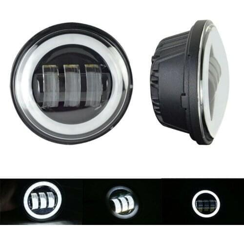 2PCS 4.5 inch LED Fog Light For Motorcycle LED Fog Lights DRL Halo Ring 30W Round Waterproof 4 1/2 Auxiliary Passing Lamps