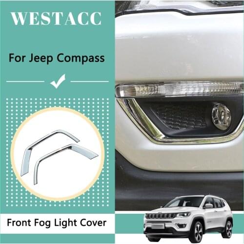 2Pcs Car Front Fog Light Lamp Cover Decoration Protective Sticker Trim for Jeep Compass 2017 - 2020 Styling Accessories