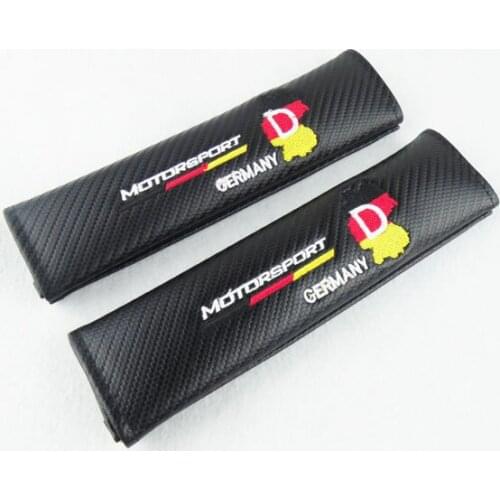 2 x car Germany Motorsport Embroidery Seat Belt Shoulder Pads Cover Cushion