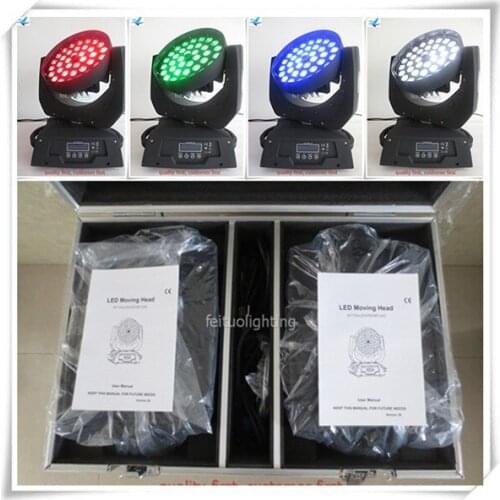2 lights with fly case dj light lyre moving light rgbw 4 in 1 wash led zoom 36x10 w zoom led moving head