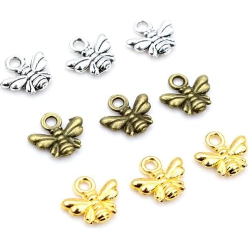 30pcs Charms bee 10x11mm Tibetan Silver Bronze Plated Gold Pendants Antique Jewelry Making DIY Handmade Craft