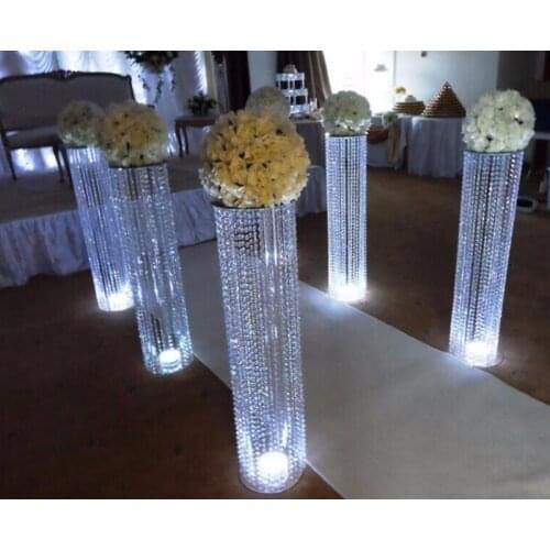4 sets 110cm tall gold silver flower stand wedding centerpieces crystal centerpieces for wedding table decoration pillars