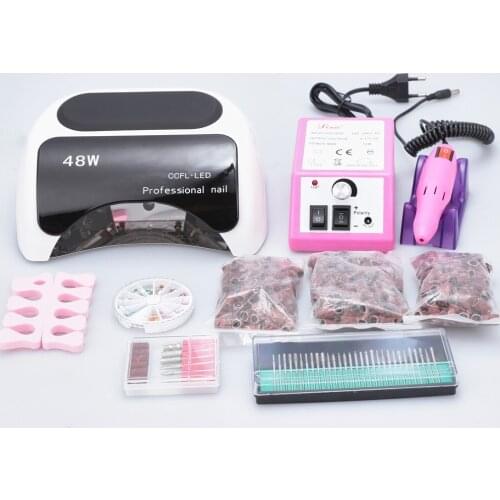 48 W CCFL LED Lamp Nail For Nail Gel Polish Curing Nails & Professional Electric Nail Drill Manicure With Drill Bits a set