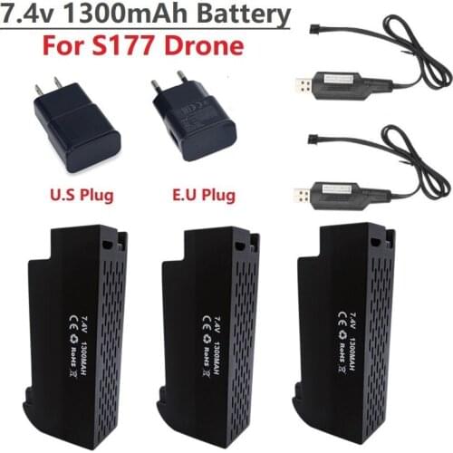 Original Battery For S177 Drone Rc Quadcopter Spare Parts 7.4V 1300mAh Lipo Battery + USB charger for S177 Drone