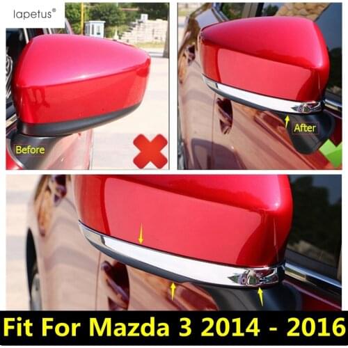 Accessories For Mazda 3 AXELA Hatchback Sedan 2014 2015 2016 Side Rearview Mirror Decoration Strip Molding Cover Kit Trim 2 Pcs