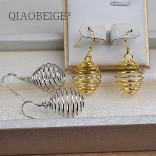 QIAOBEIGE DIY Accessory S925 Silver Easy Dress Earrings Jewelry For Woman Suitable Pearls Without Hole exaggerate