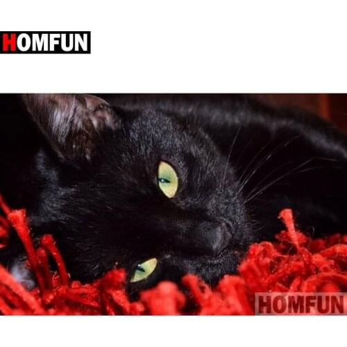 HOMFUN Full Square/Round Drill 5D DIY Diamond Painting "Animal cat" Embroidery Cross Stitch 3D Home Decor Gift A17641