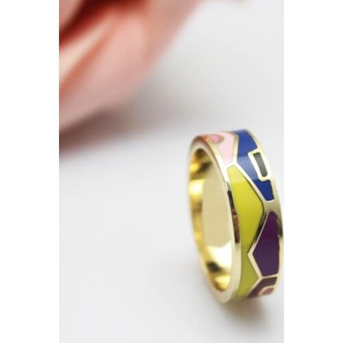 Free Shipping Colorful House Design Thin Enamel Jewelry Ring
