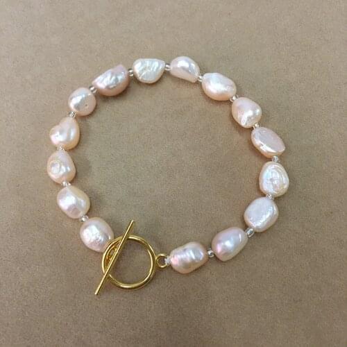 Free shipping,3 pcs/lot baroque PEARL BRACELET,100% nature freshwater pearl bracelet with crystal beads, 7-10 mm long