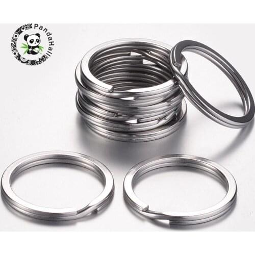 100pcs 25x3mm 304 Stainless Steel metal round ring Key Clasps for keyring key chain wholesale discount price, Ring