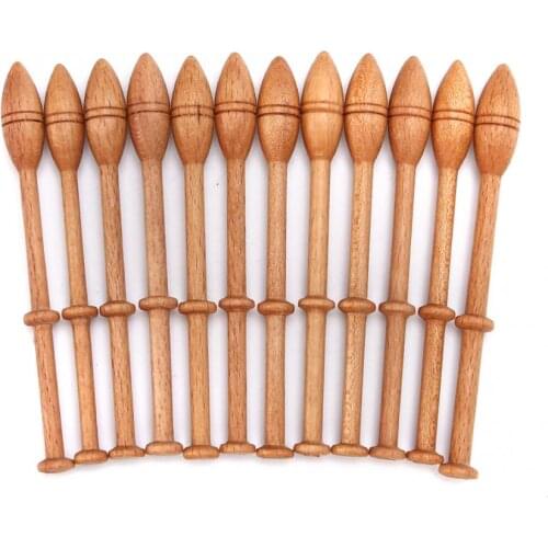 12Pcs Wooden Crochet Hook Knitting Needles DIY Lace Bobbin Antique Vintage French Artisan Craft Turned Wood Weaving Tools