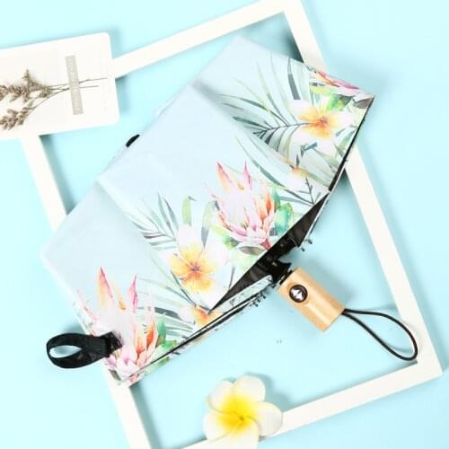 Dual-purpose umbrella Printing umbrella summer three-fold vinyl opaque sunshade sun umbrella UV protection sun umbrella