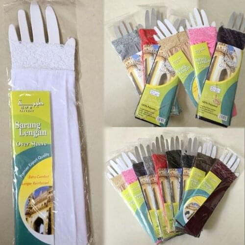 Middle East Women Stretchy Arm Cover Long Sleeve Solid Lace Fingerless Gloves Fashion Islamic Muslim Daily Accessories