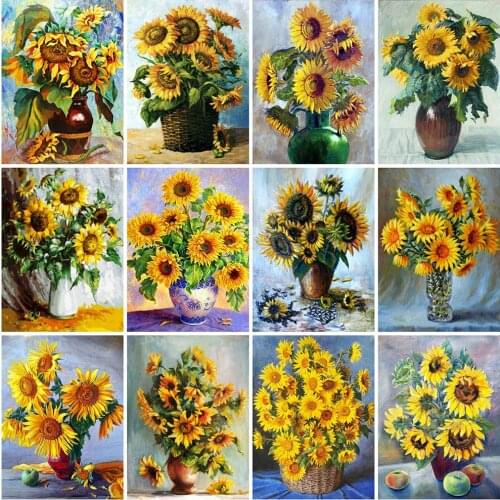 Evershine 5D DIY Diamond Painting Sunflower Full Square Round Diamond Embroidery Flower Rhinestone Picture Home Decor Gift