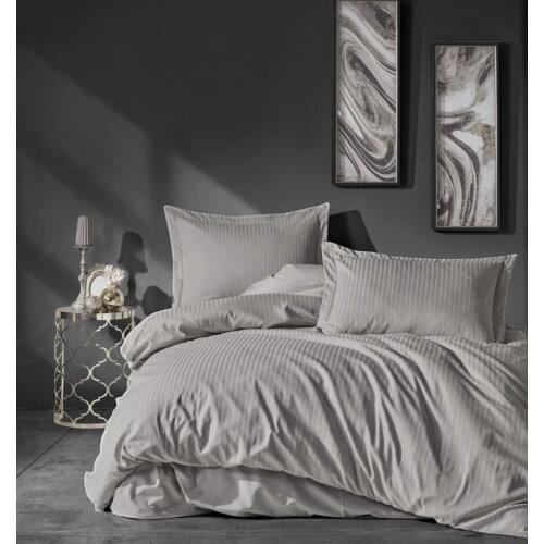 Cotton Box Double Satin Duvet cover set Elegante Stripe Beige
