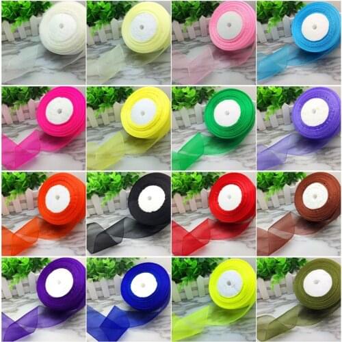 NEW DIY 50 Yards 10/20/25/38/50mm Width Solid Color Spool Satin Edge Sheer Organza Ribbon Party Craft