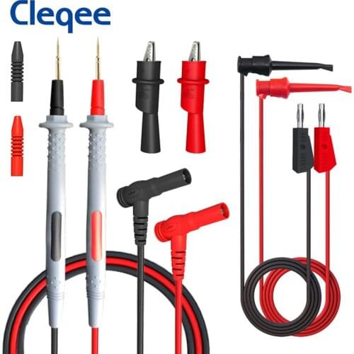 Cleqee P1506C Multimeter Probe Test Leads 4mm Banana Plug to 1mm Sharp Needle / Test hook clips 1000V 20A