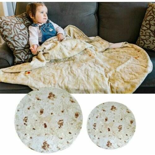 Hot Sale Tortilla Throw Blanket Soft Printing Tortilla de Harina Burrito Blanket Round and Square Shape Funny Gag Gift