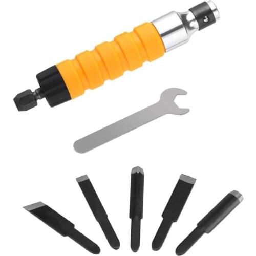 Wood Chisel Carving Tool Set Furniture Wood Carving Tool Electric Chisel+5 Carving Tips Wrench