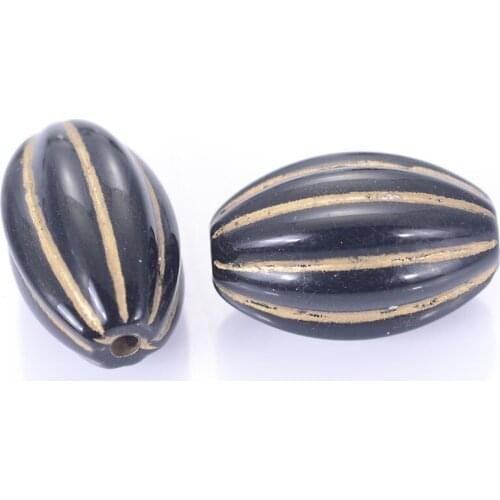 Wholesale 16x24mm Acrylic Stripped Big Oval Shape Plastic Antique Design Beads For Diy Jewelry Making