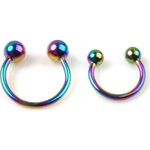 10Pcs/lot Stainless Steel smiley piercing Colorful U Shape Fake Nose Rings nose hoops Ear Helix Piercing Body Jewelry