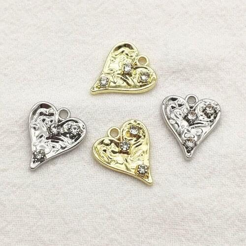 New arrival!18x15mm 100pcs Rhinestone Pendants Heart Charm For Handmade Necklace Earring DIY Parts Jewelry Findings & Components
