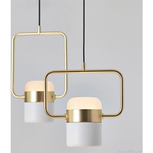 Postmodern Led Pendant Lights Plated Gold Wrought Iron Nordic Simple Rotatable Lamp Dining Room Bedroom Hanglamp Light Fixture