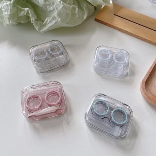 Transparent Contact Lens Case Box Simple beauty lens Container Travel Lens Kit Contact Lens Box No Need To Screw Cap
