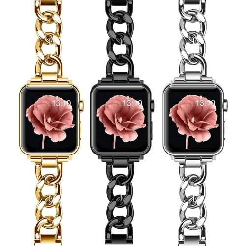 Stainless Steel Bands for Apple Watch Band 40mm 38mm iWatch SE Series 6/5/4/3/2/1 Strap 44mm 42mm Cowboy Chain Metal Bracelet