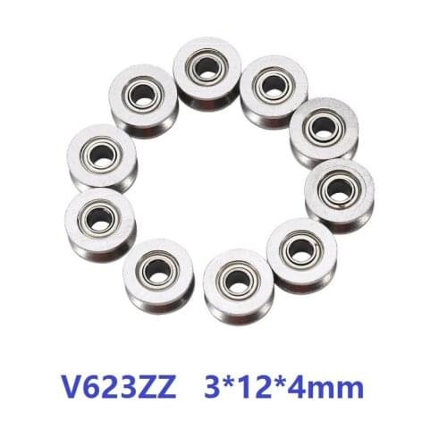 100pcs lot V623ZZ V623 ZZ 623VV 3x12x4 mm V groove ball bearing pulley roller wheel for guide track 3*12*4 bearing