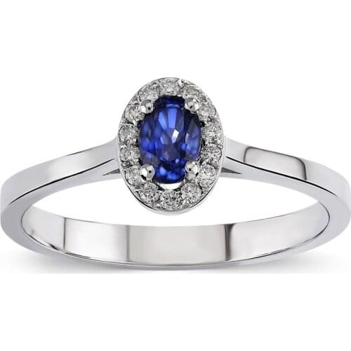 Symbol Gold 0.44 Carat Diamond Sapphire Ring Baguette Chic Jewelry Lover Rings Engagement Anniversary Wedding For Women