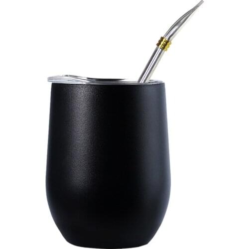 Double Wall 304 Stainless Steel Cup Heat Resistant Portable Yerba Mate Tea Mug With Straw and Lid