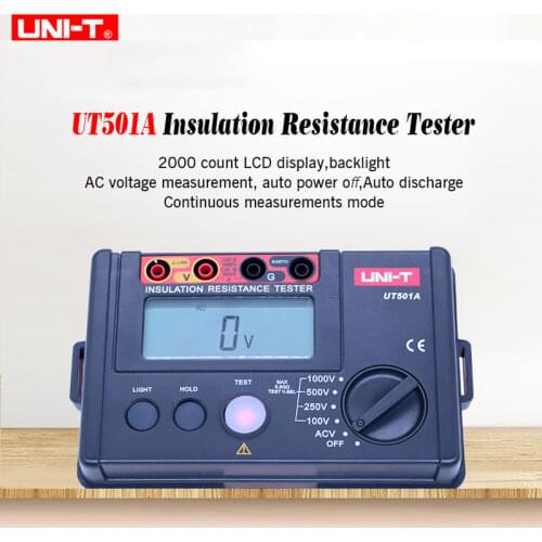 Insulation Resistance Tester UNI-T UT501A 100-1000V Megger meter Earth Ground Resistance Tester Megohmmeter 30~750V AC voltmeter