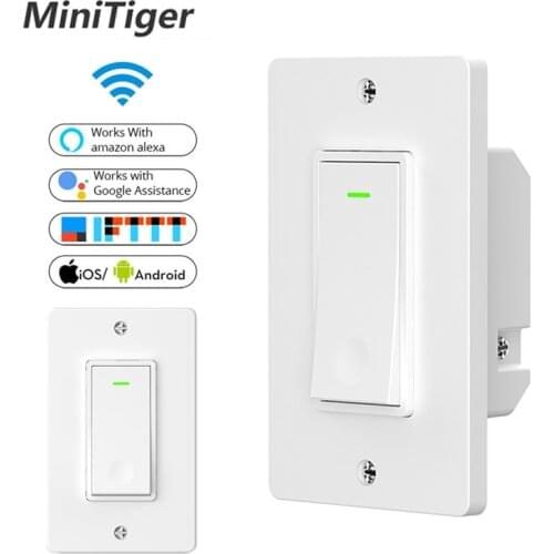 Minitiger WiFi Smart Wall Light Switch Smart Life/Tuya APP Remote Control Work with Amazon Alexa Echo Google Home IFTTT