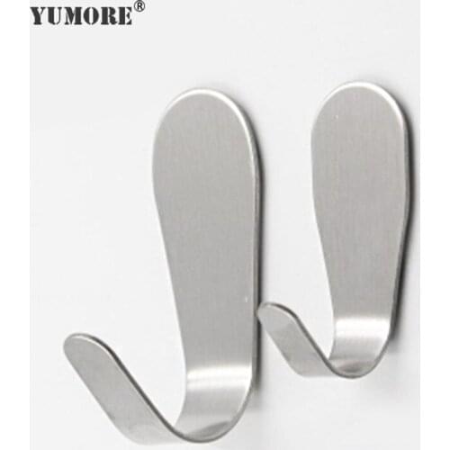YUMORE 10pcs Self-adhesive Robe Hook Wall Towel Hook for Bathroom Stainless Steel Coat Hook Rustproof Hanger Kitchen Hardware